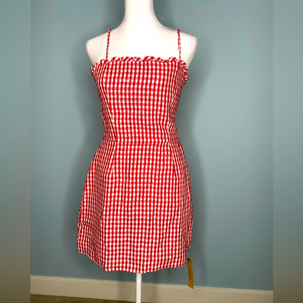 COPY - NEW Reformation red gingham strapless mini dress.  Size 4